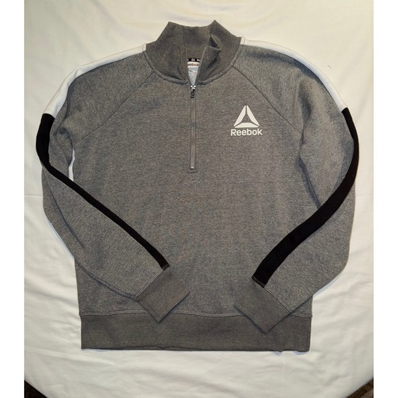 Reebok Tops - Reebok Women Gray Quarter Zip Sweatshirt Mock Neck Logo‎ Athletic Size S